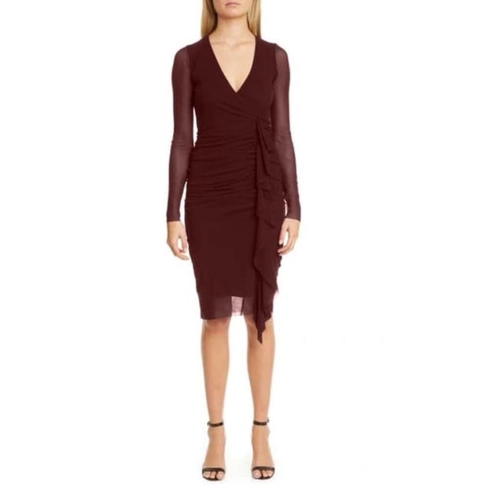 Fuzzi Ruched Ruffle Long Sleeve‎ Dress Size XXL New with Tags